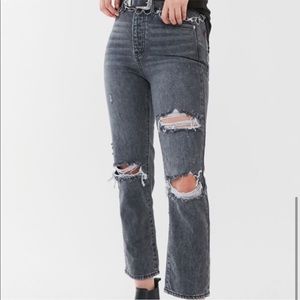 BDG Slim Straight Black Distressed Jeans